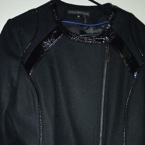 Via Spiga Black Glossy Trim Jacket